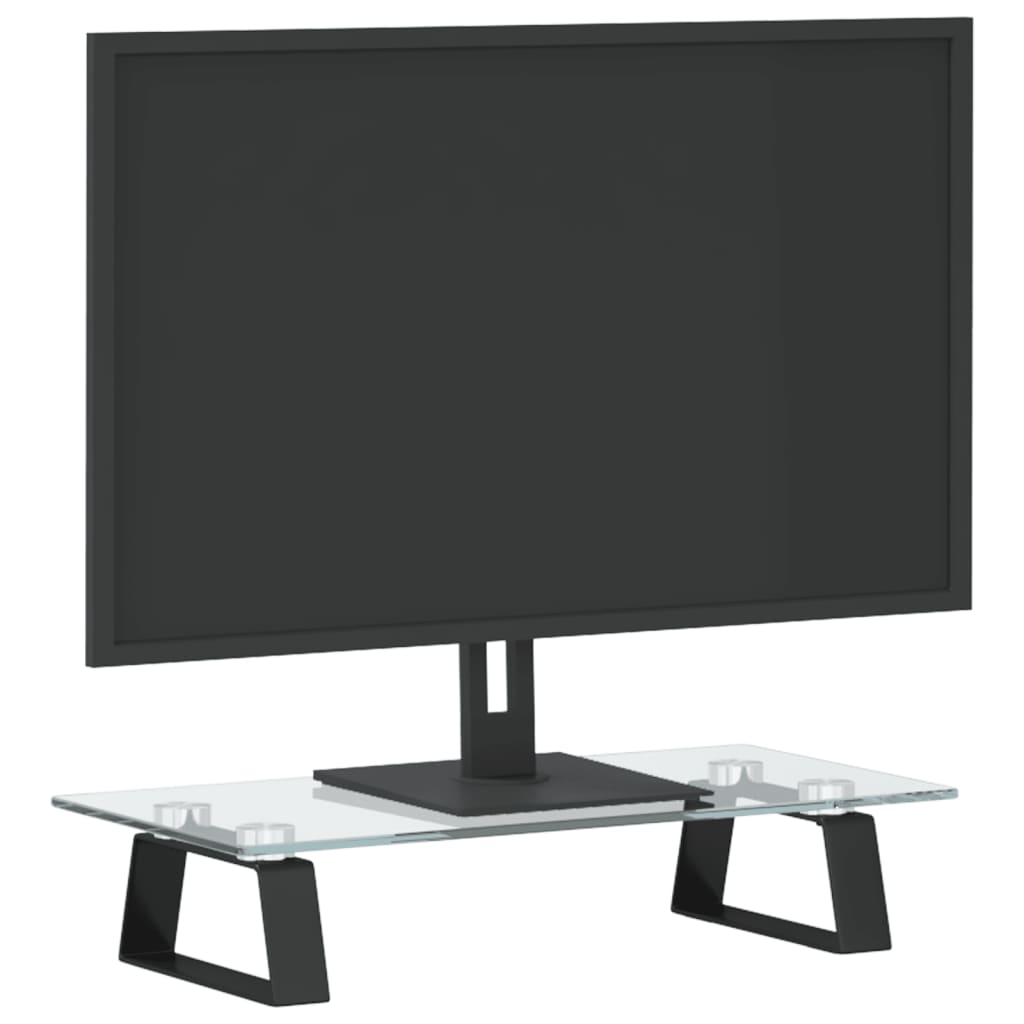 fekete edzett üveg és fém monitorállvány 40 x 20 x 8 cm
