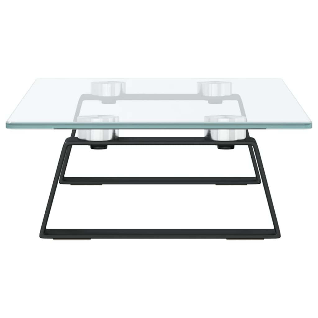 fekete edzett üveg és fém monitorállvány 40 x 20 x 8 cm