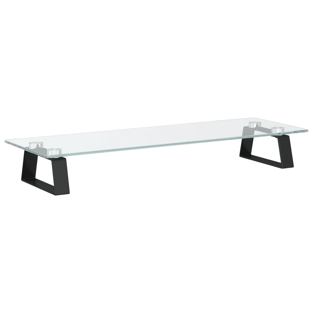 fekete edzett üveg és fém monitorállvány 60 x 20 x 8 cm