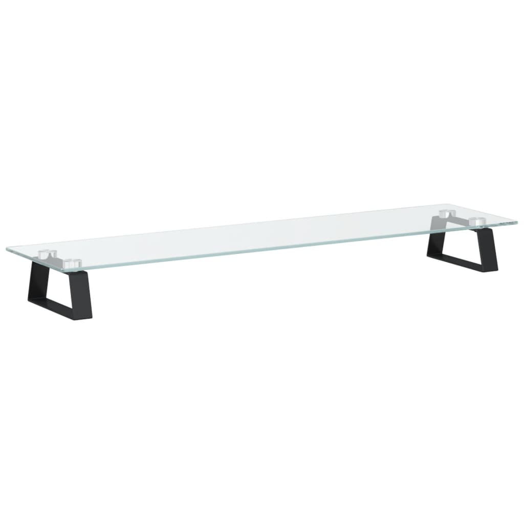 fekete edzett üveg és fém monitorállvány 80 x 20 x 8 cm
