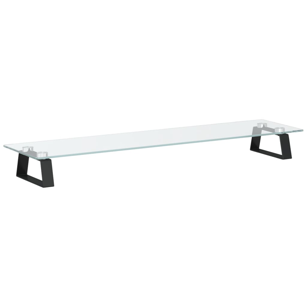 fekete edzett üveg és fém monitorállvány 80 x 20 x 8 cm