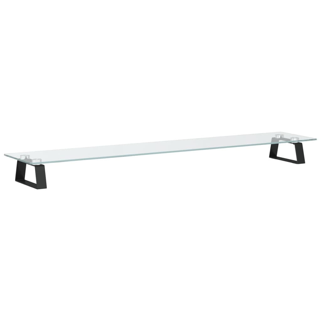 fekete edzett üveg és fém monitorállvány 100 x 20 x 8 cm