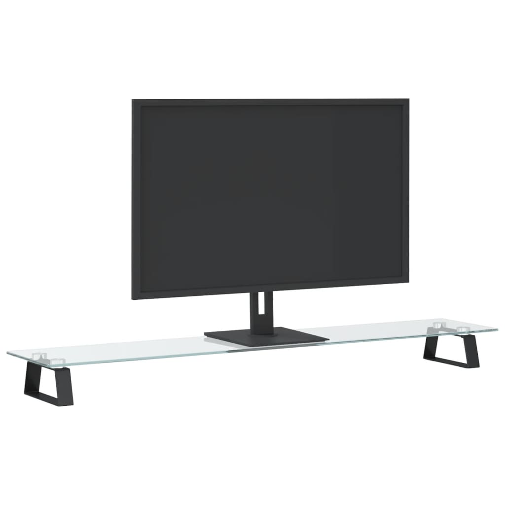 fekete edzett üveg és fém monitorállvány 100 x 20 x 8 cm