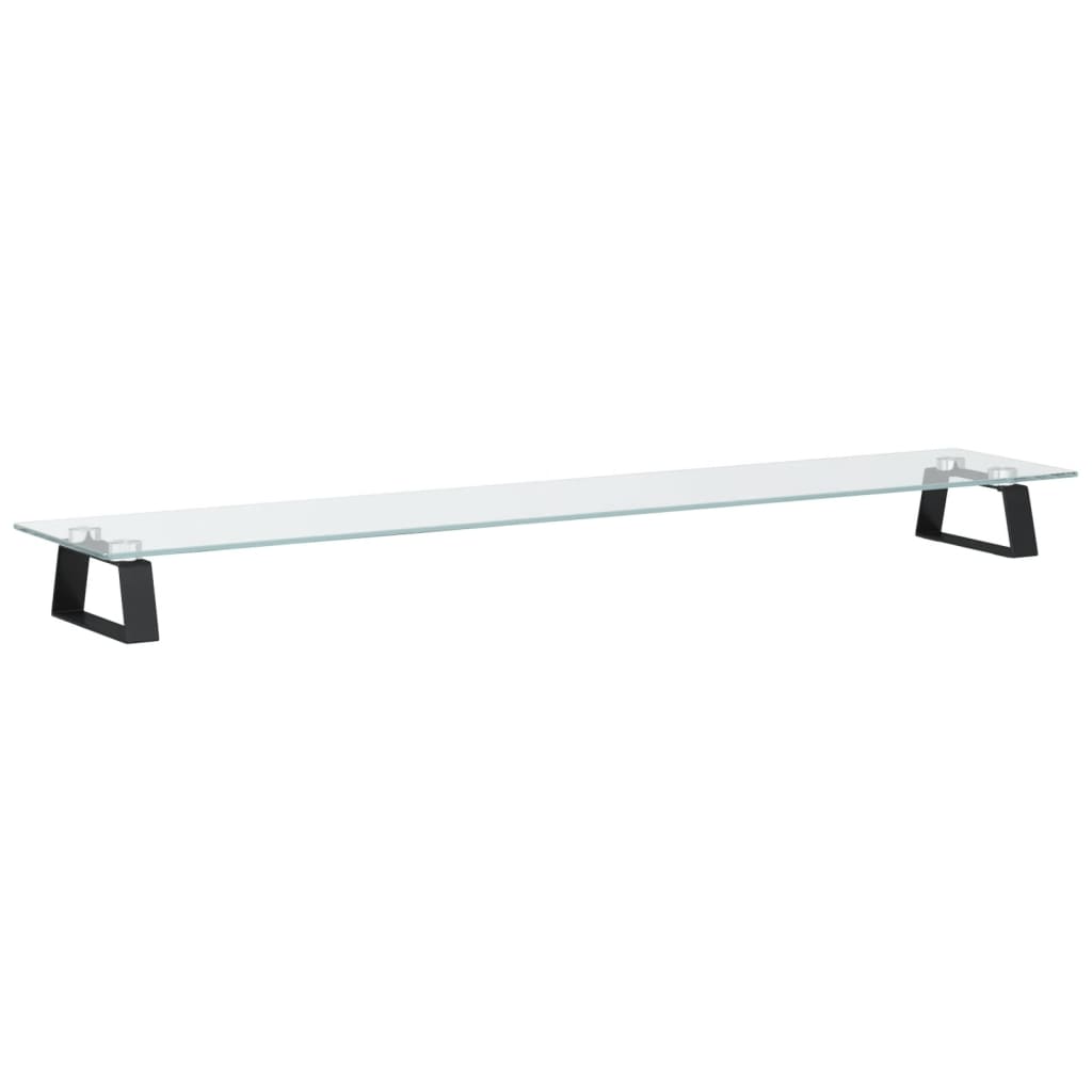 fekete edzett üveg és fém monitorállvány 100 x 20 x 8 cm
