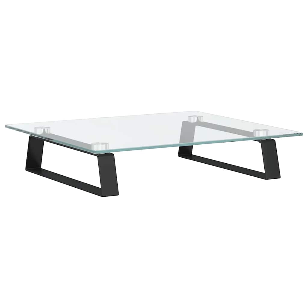 fekete edzett üveg és fém monitorállvány 40 x 35 x 8 cm