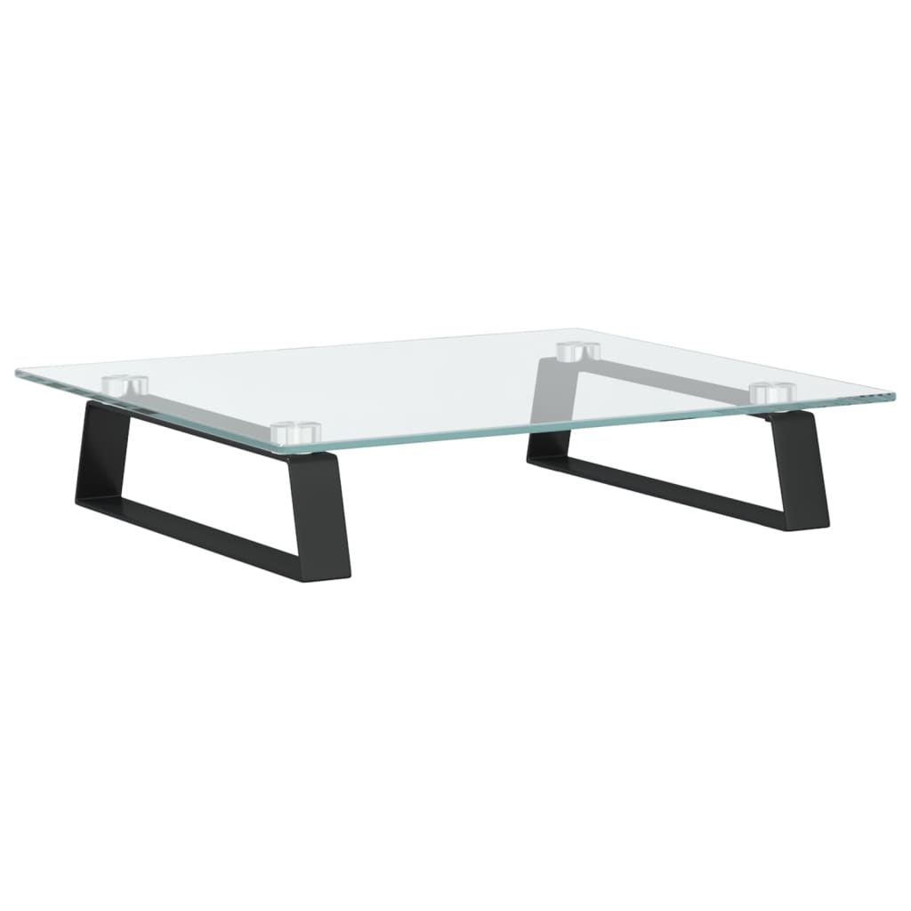 fekete edzett üveg és fém monitorállvány 40 x 35 x 8 cm