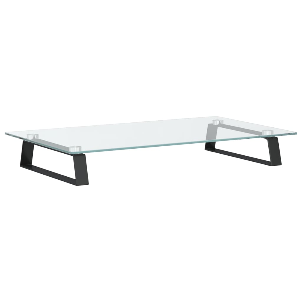 fekete edzett üveg és fém monitorállvány 60 x 35 x 8 cm