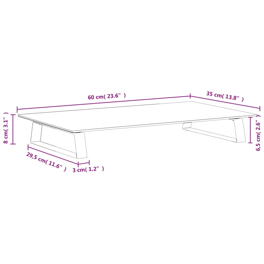 fekete edzett üveg és fém monitorállvány 60 x 35 x 8 cm
