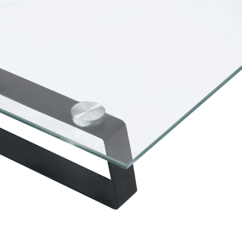 fekete edzett üveg és fém monitorállvány 100 x 35 x 8 cm