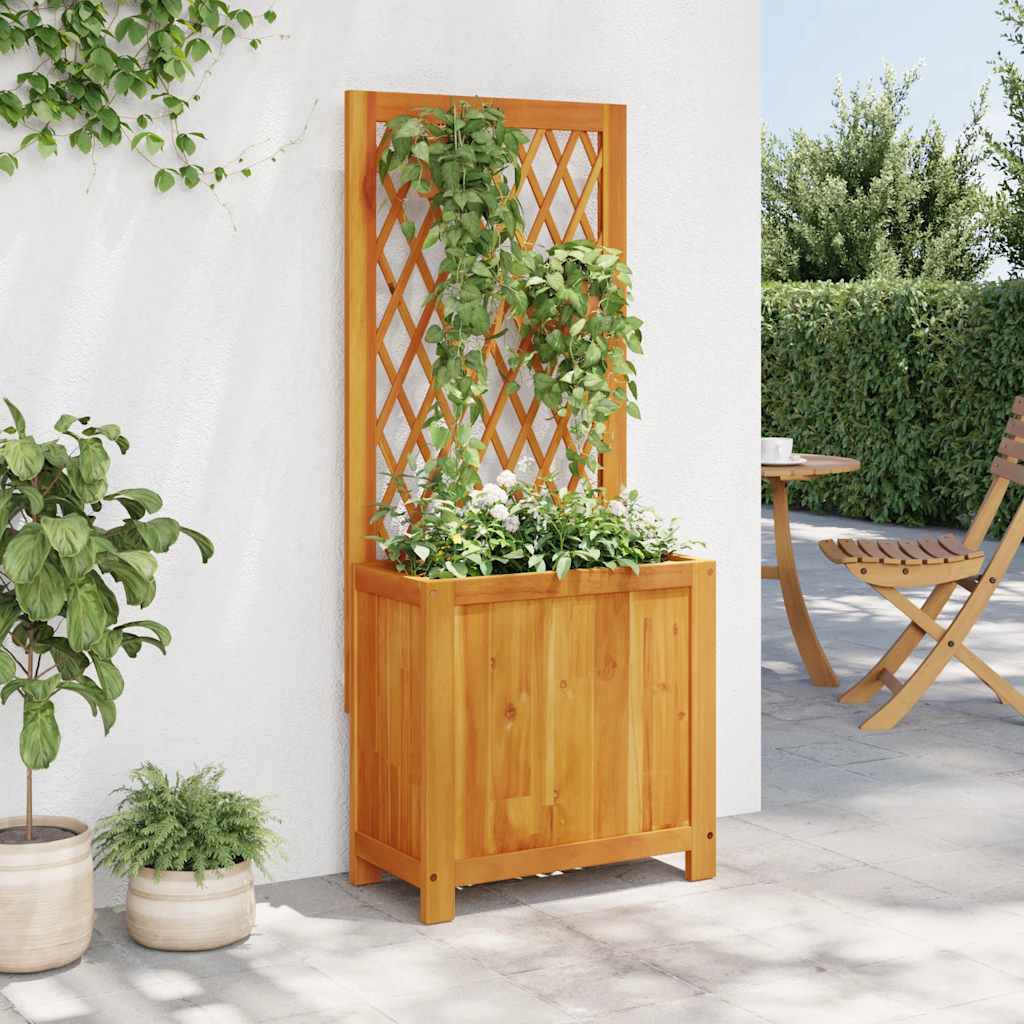 tömör akácfa rácsos ültetőláda 55 x 29,5 x 132 cm