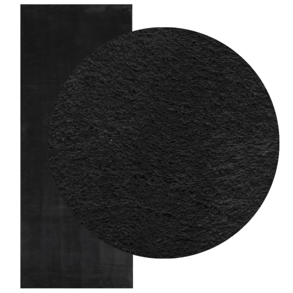 HUARTE fekete rövid szálú puha és mosható szőnyeg 80 x 200 cm
