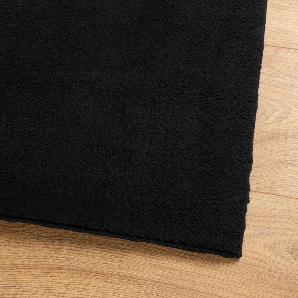 HUARTE fekete rövid szálú puha és mosható szőnyeg 80 x 200 cm