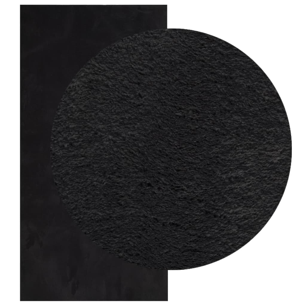 HUARTE fekete rövid szálú puha és mosható szőnyeg 100 x 200 cm