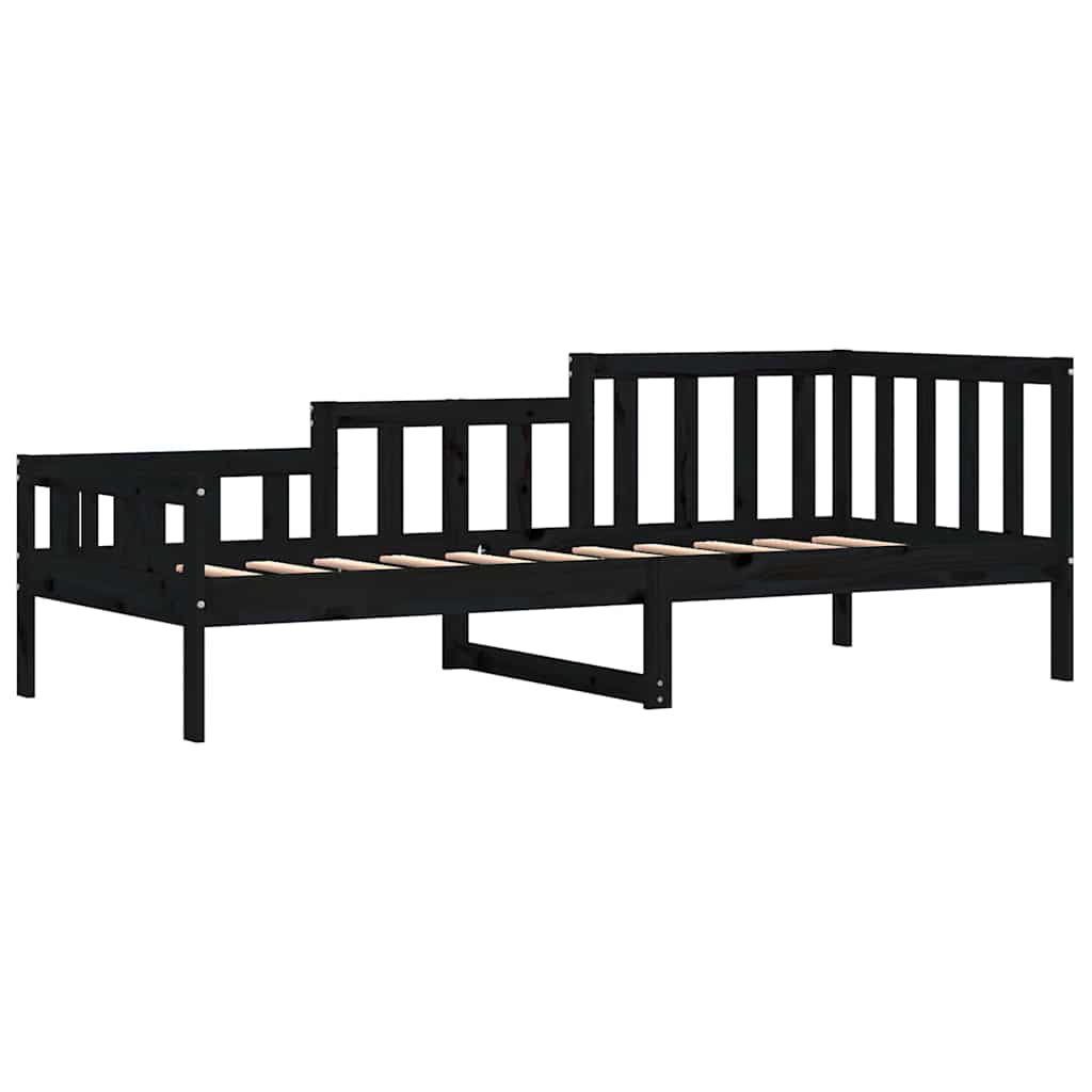 fekete tömör fenyőfa kanapéágy 80 x 200 cm