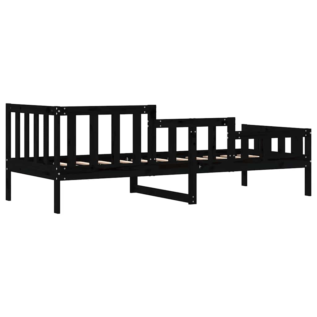 fekete tömör fenyőfa kanapéágy 80 x 200 cm