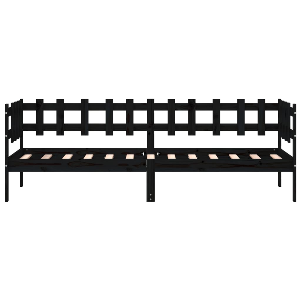 fekete tömör fenyőfa kanapéágy 80 x 200 cm