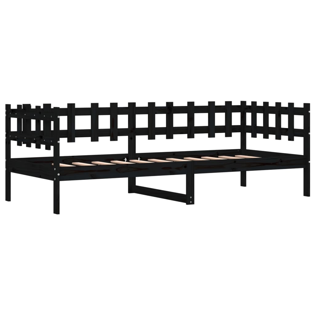 fekete tömör fenyőfa kanapéágy 80 x 200 cm
