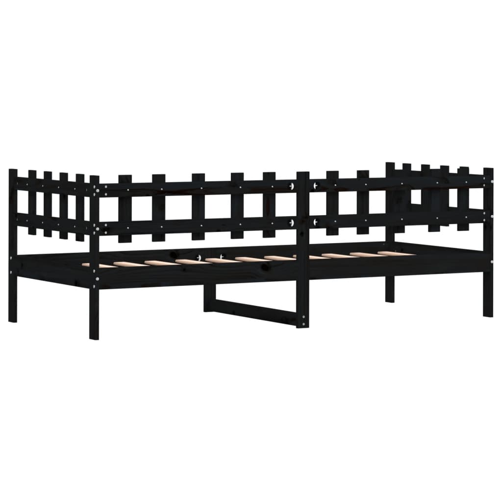 fekete tömör fenyőfa kanapéágy 80 x 200 cm
