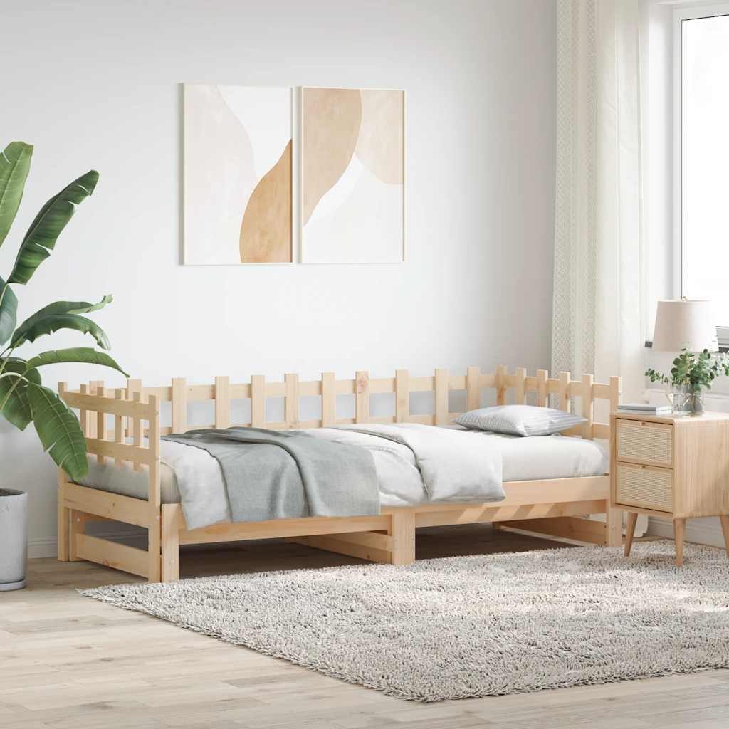 tömör fenyőfa kihúzható kanapéágy 2 x (90 x 200) cm