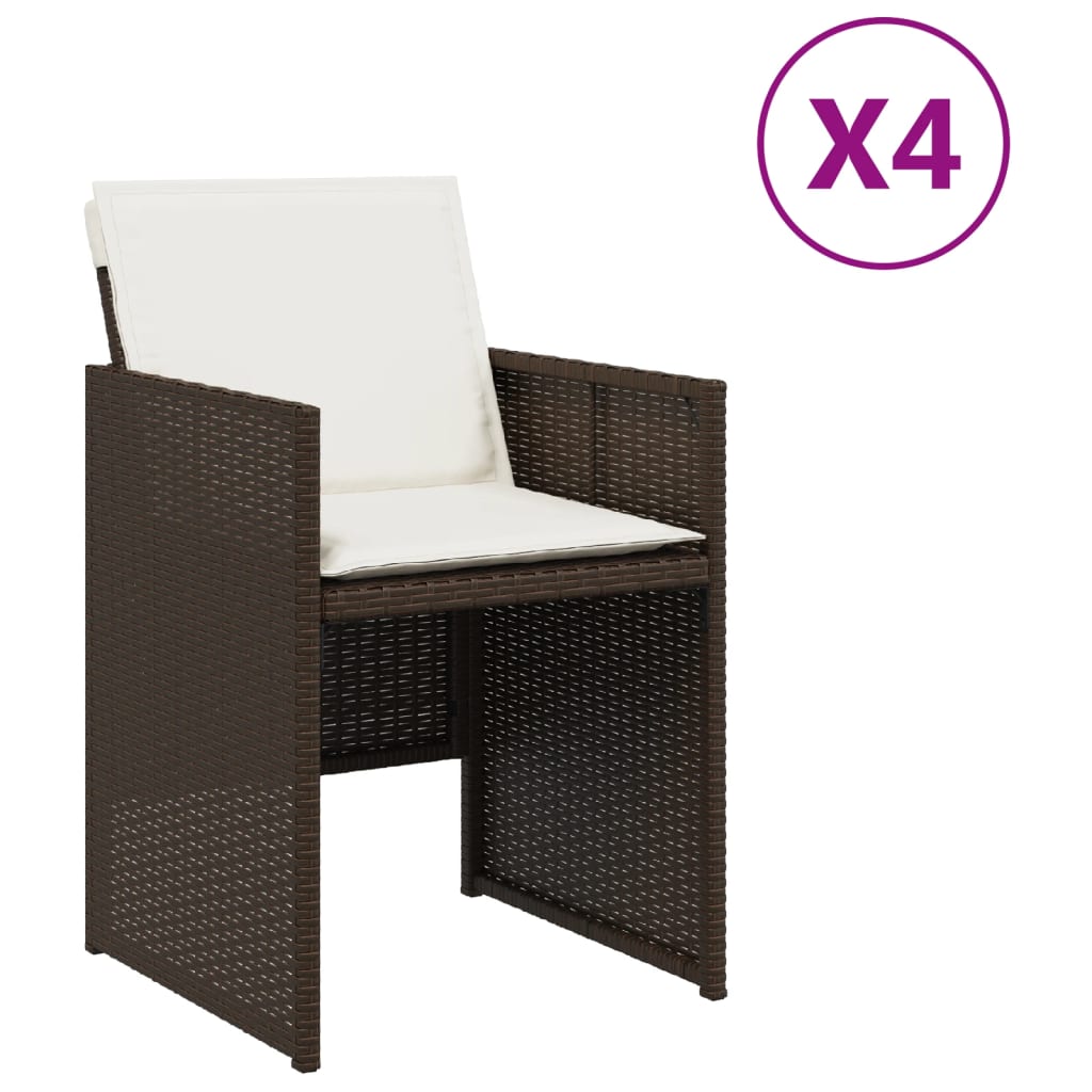 4 db barna polyrattan kerti szék párnával