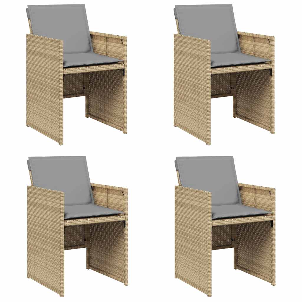 4 db vegyes bézs polyrattan kerti szék párnával