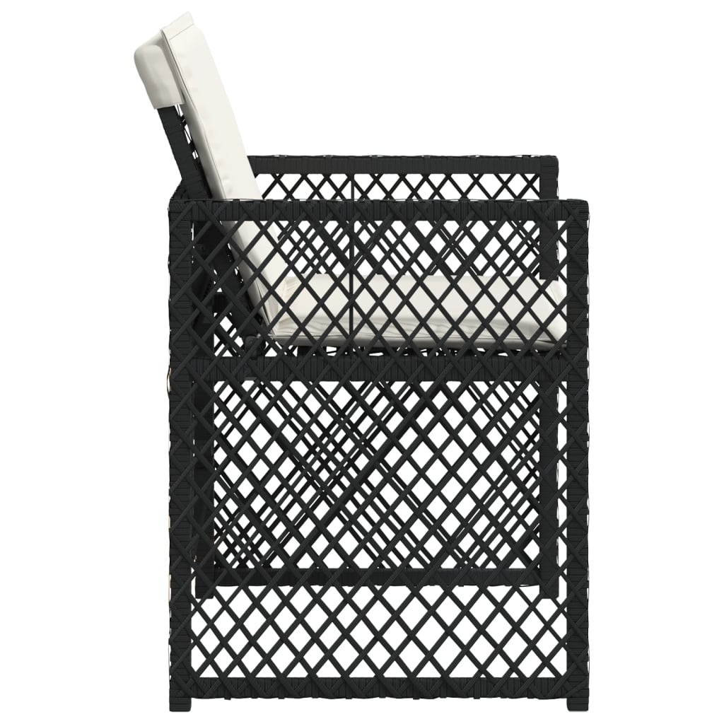 4 db fekete polyrattan kerti szék párnával