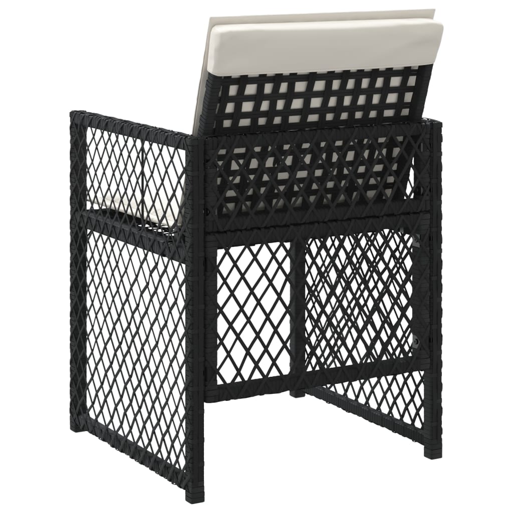4 db fekete polyrattan kerti szék párnával