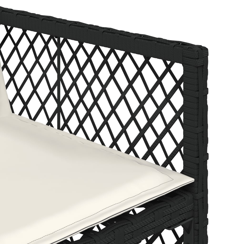 4 db fekete polyrattan kerti szék párnával