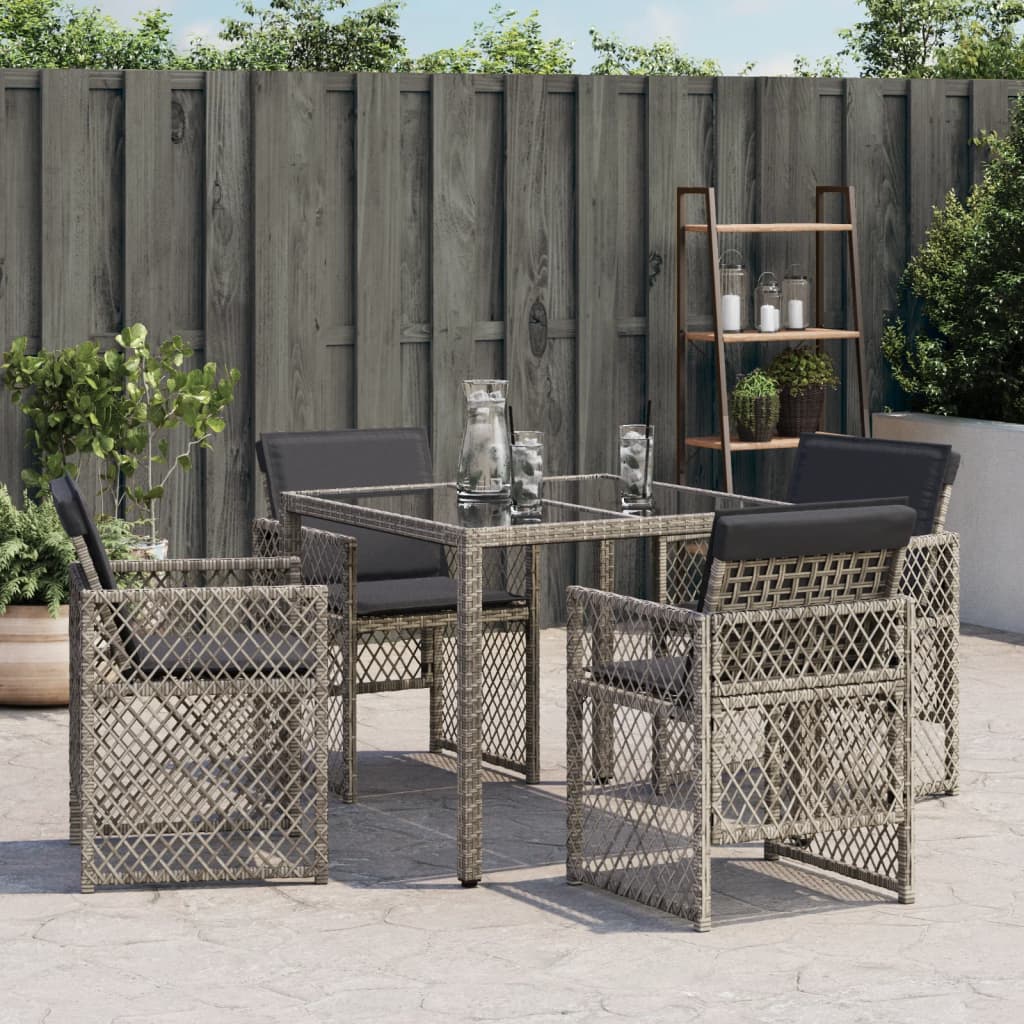 4 db szürke polyrattan kerti szék párnával
