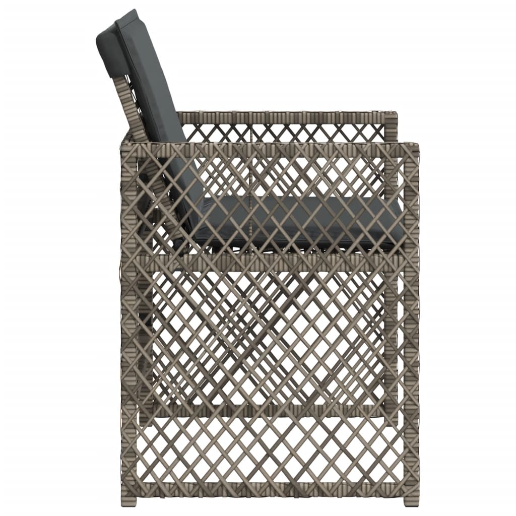 4 db szürke polyrattan kerti szék párnával