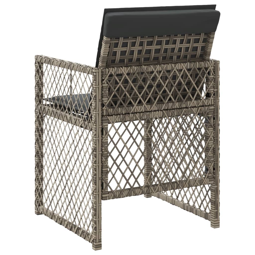 4 db szürke polyrattan kerti szék párnával