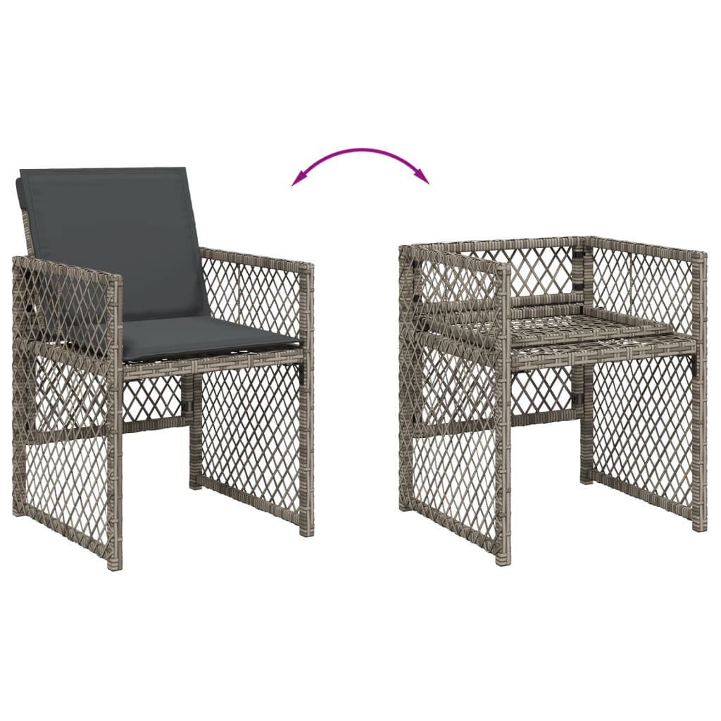 4 db szürke polyrattan kerti szék párnával