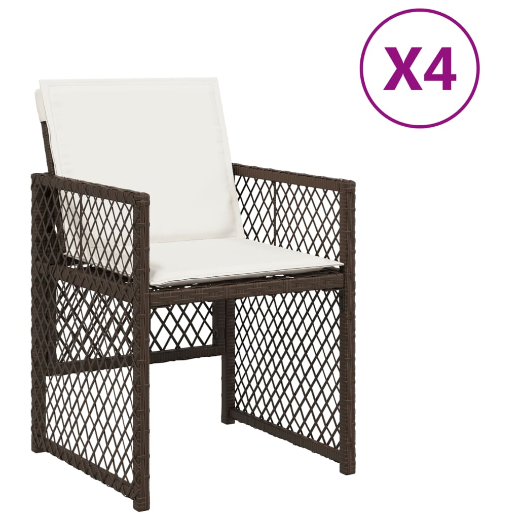 4 db barna polyrattan kerti szék párnával