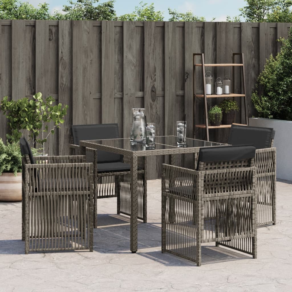4 db szürke polyrattan kerti szék párnával