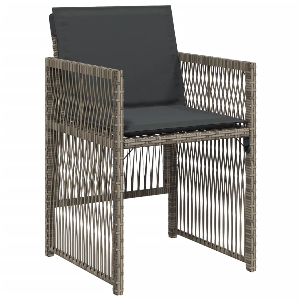 4 db szürke polyrattan kerti szék párnával