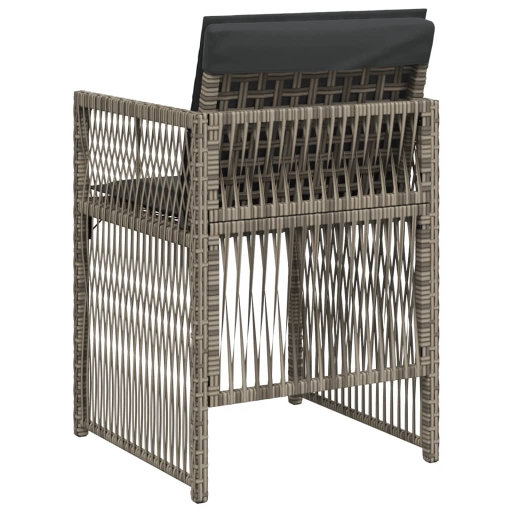 4 db szürke polyrattan kerti szék párnával