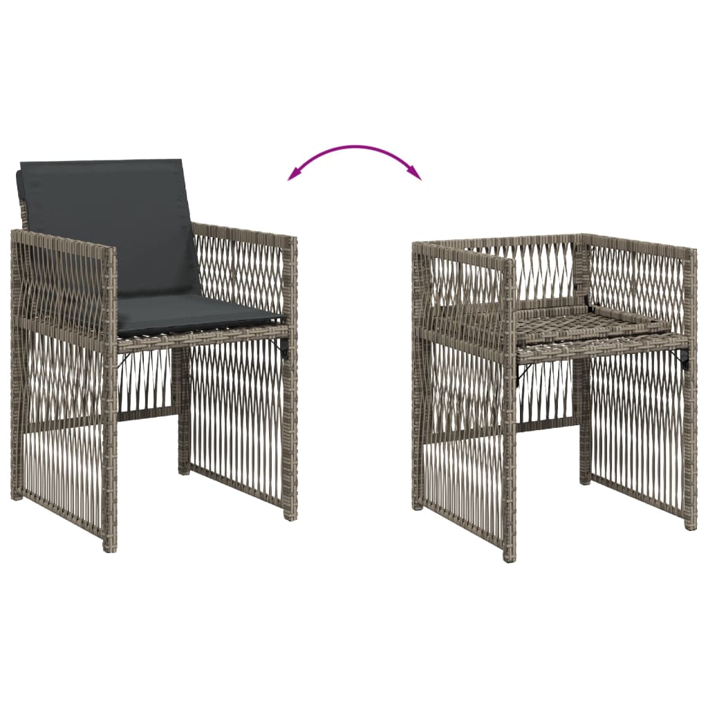 4 db szürke polyrattan kerti szék párnával