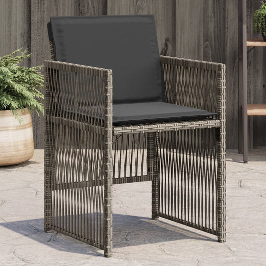 4 db szürke polyrattan kerti szék párnával