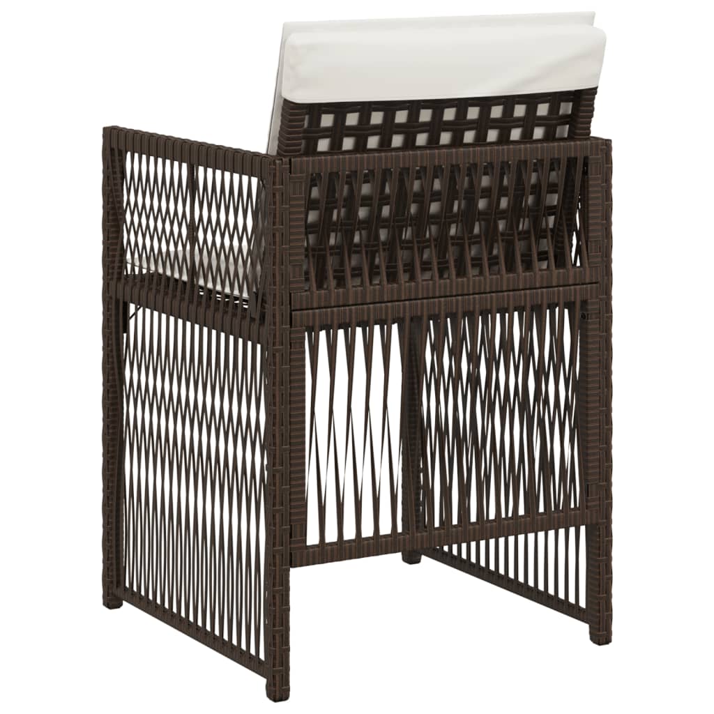 4 db barna polyrattan kerti szék párnával