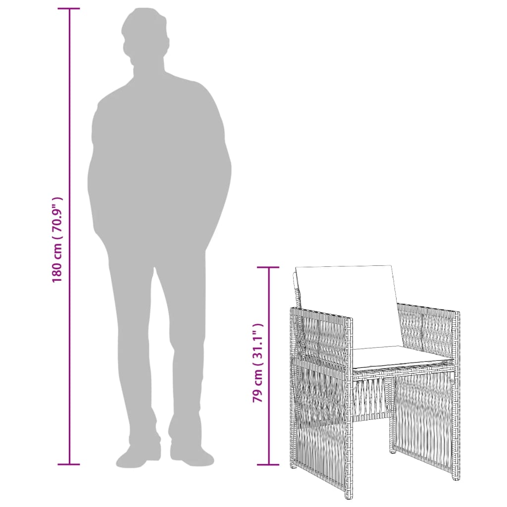 4 db barna polyrattan kerti szék párnával