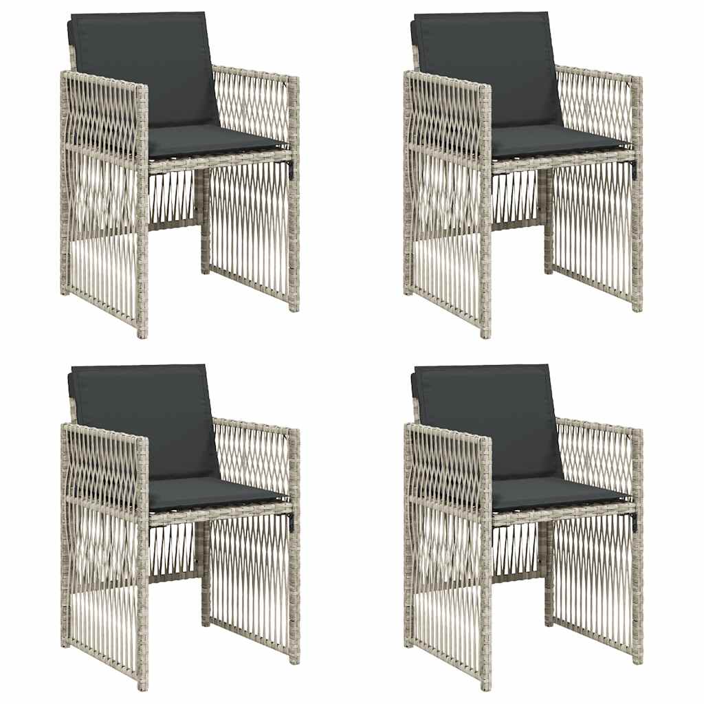 4 db világosszürke polyrattan kerti szék párnával