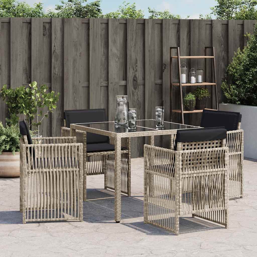 4 db világosszürke polyrattan kerti szék párnával