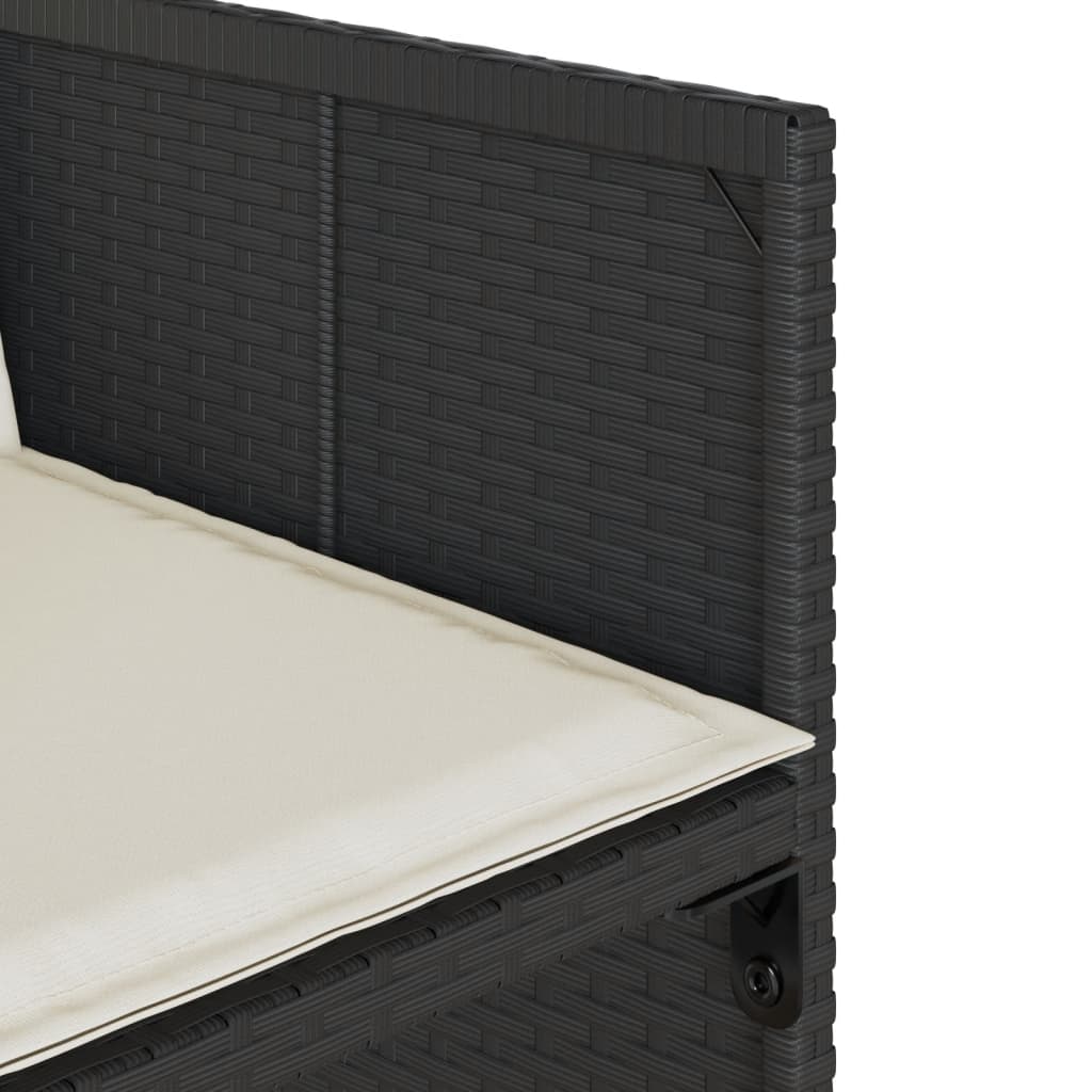 4 db fekete polyrattan kerti szék párnával