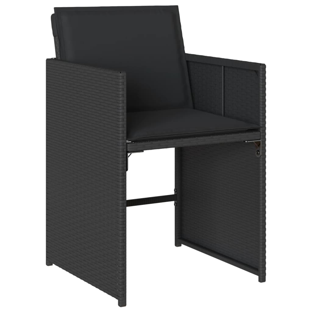 4 db fekete polyrattan kerti szék párnával