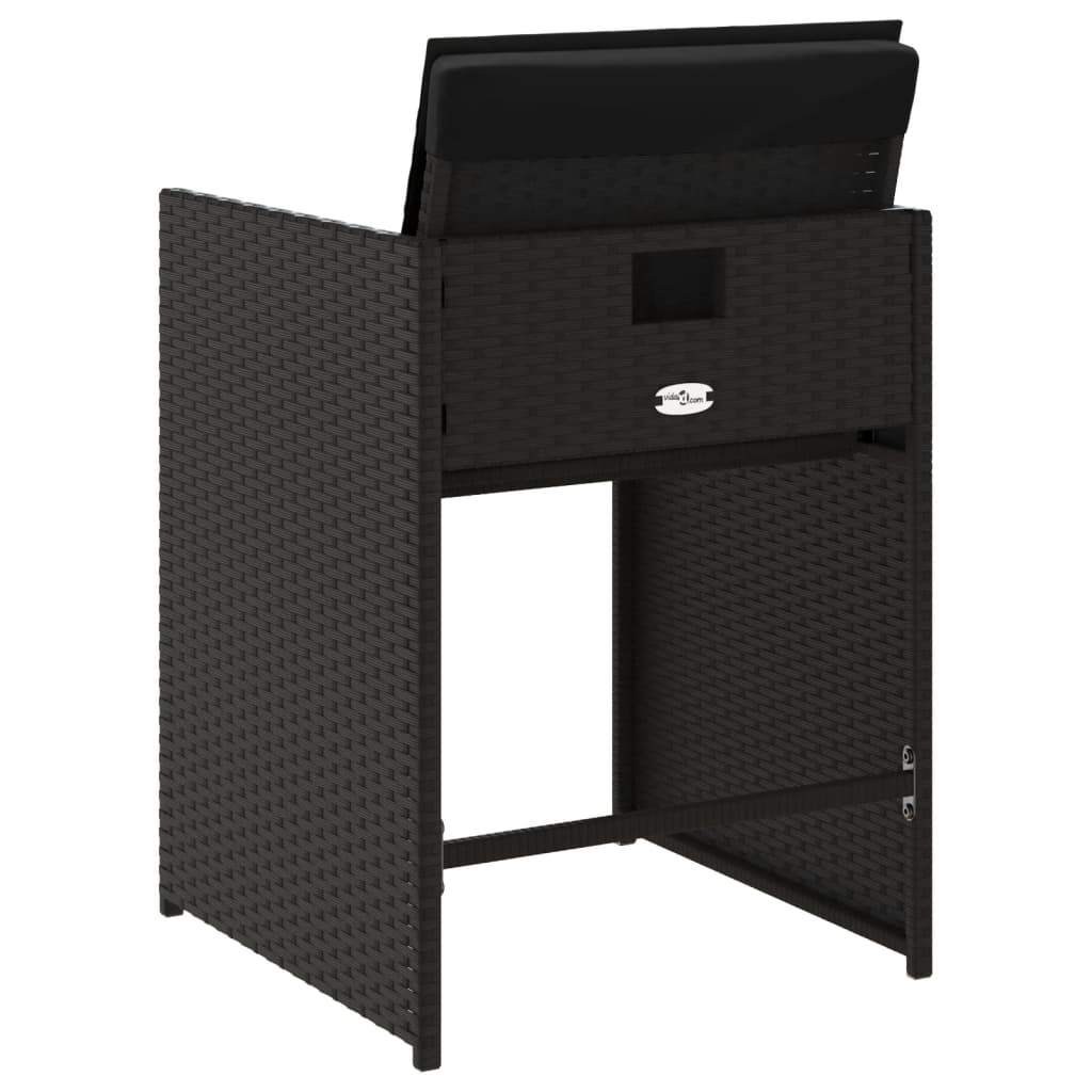 4 db fekete polyrattan kerti szék párnával