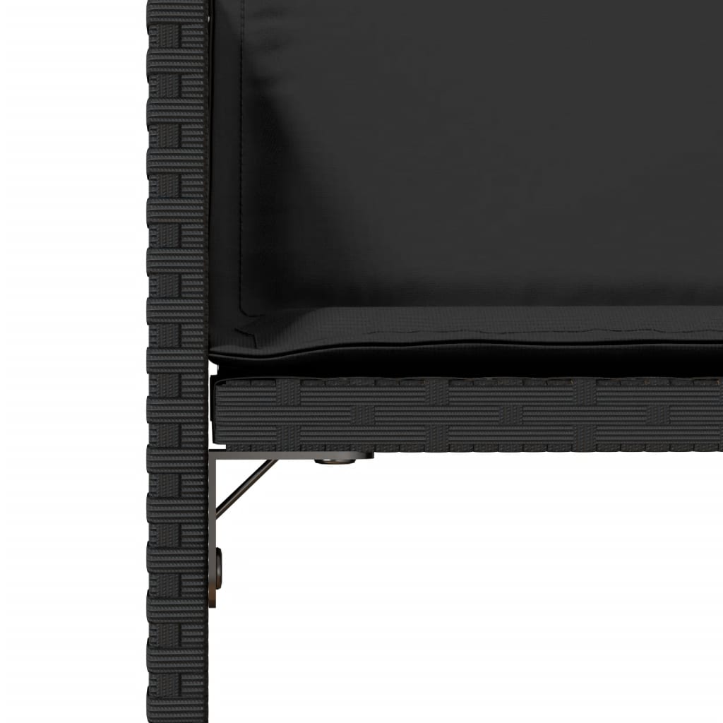 4 db fekete polyrattan kerti szék párnával