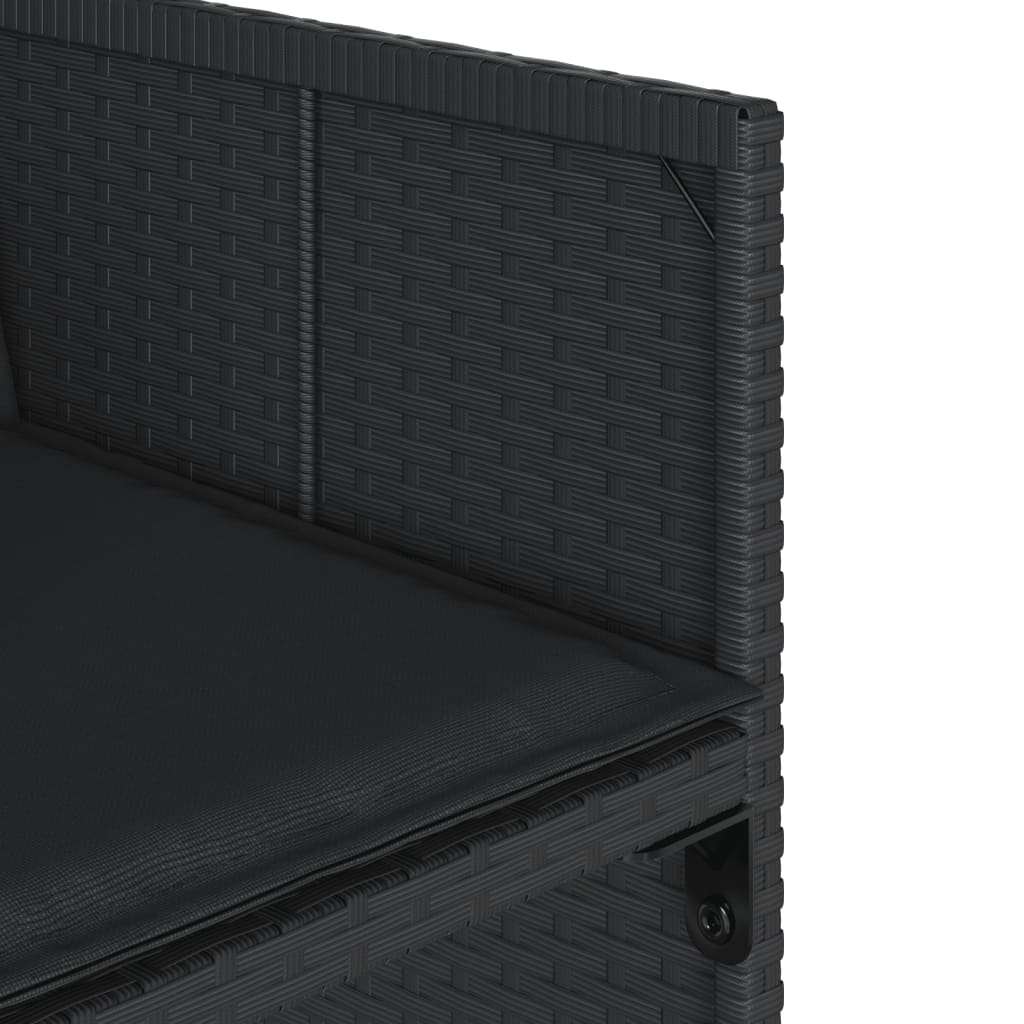 4 db fekete polyrattan kerti szék párnával