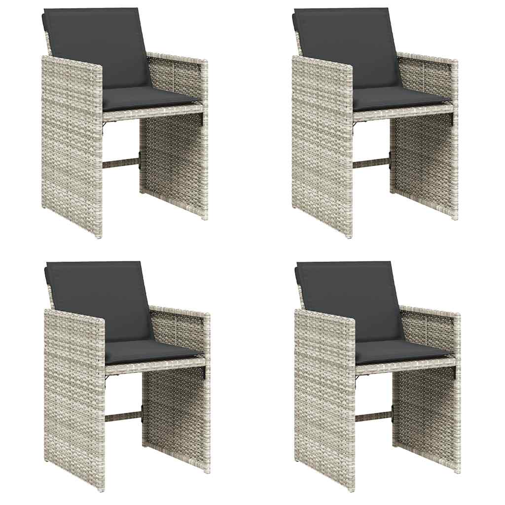 4 db világosszürke polyrattan kerti szék párnával