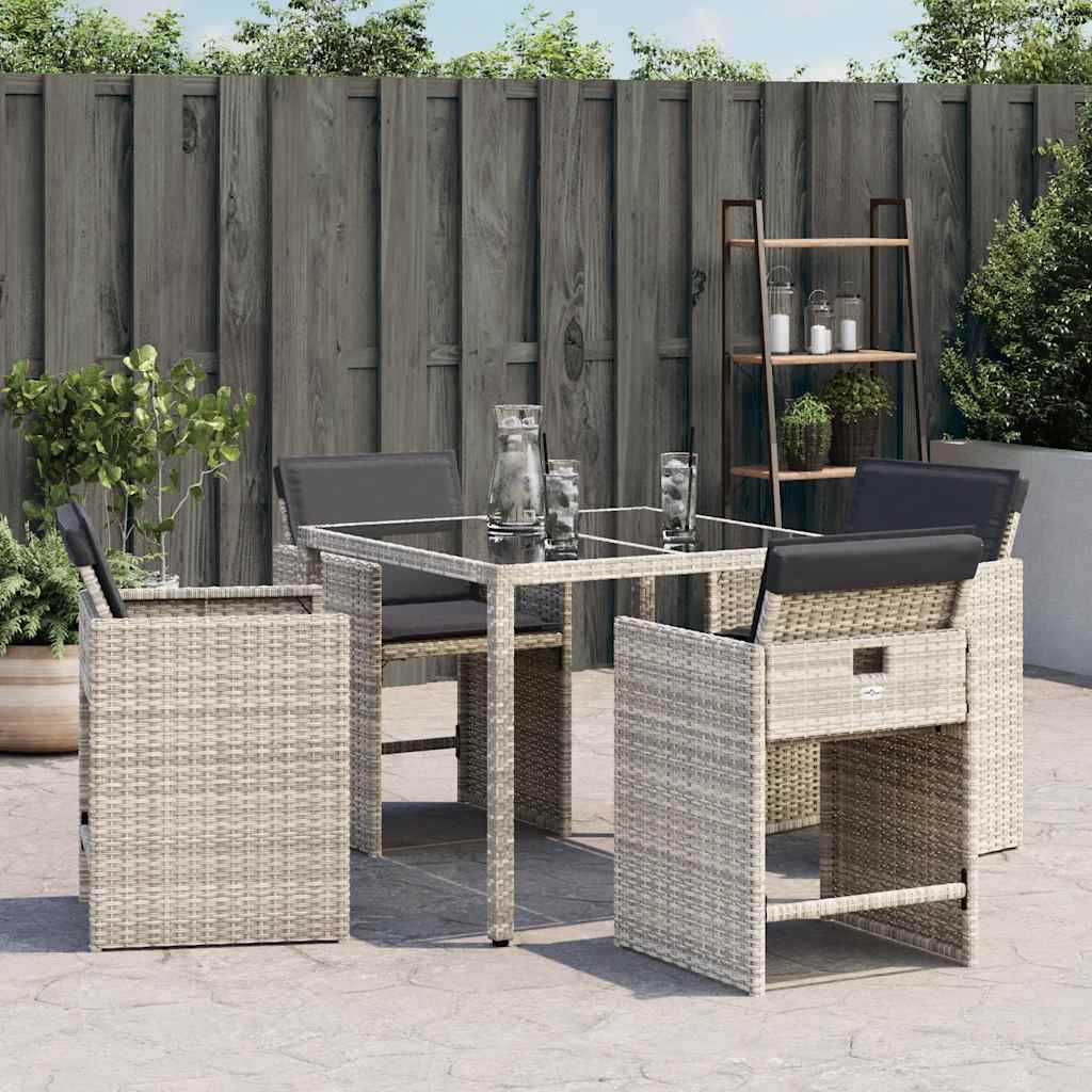 4 db világosszürke polyrattan kerti szék párnával