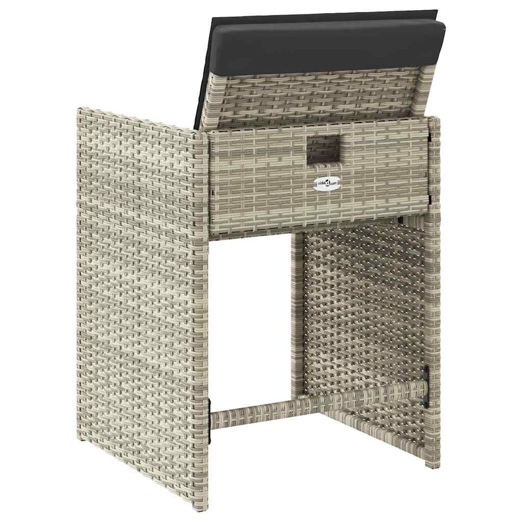4 db világosszürke polyrattan kerti szék párnával